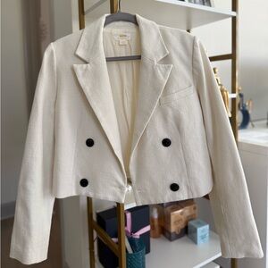 MAEVE ANTHROPOLOGIE Beige Double-Breasted Women's Jacket